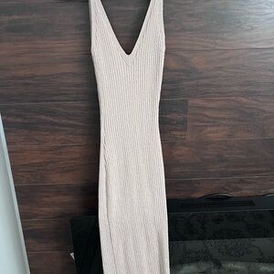 Cotton On Beige Ribbed Midi Dress